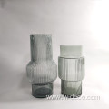 Hurricane Big Ribbed Glass Vase With smoky grey